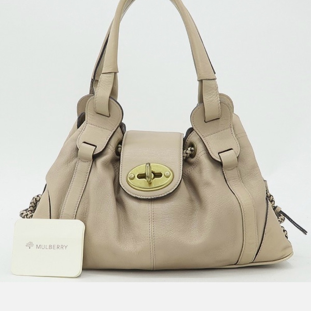 Mulberry Beige Leather Turnlock Satchel